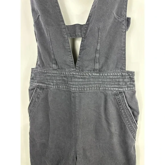 Pilcro x Anthropologie Puddle Jumpsuit Wide Leg Faded Black Raw Hem 28 Tall - Picture 3 of 16